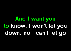 And I want you

to know, I won't let you
down, no I can't let go