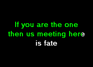 If you are the one

then us meeting here
is fate