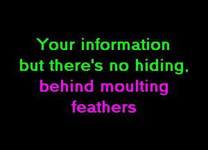 Your information
but there's no hiding,

behind moulting
feathers