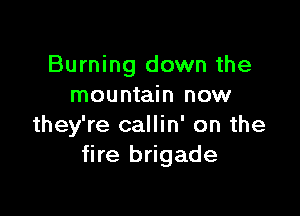 Burning down the
mountain now

they're callin' on the
fire brigade