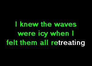 I knew the waves

were icy when I
felt them all retreating