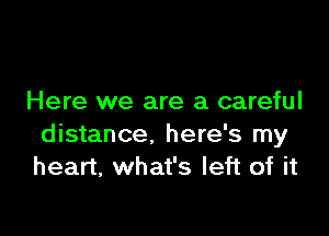 Here we are a careful

distance. here's my
heart, what's left of it