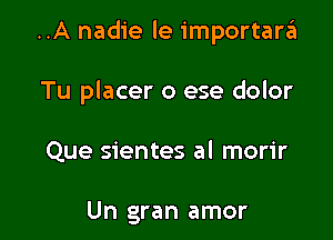 ..A nadie le importara

Tu placer 0 ese dolor
Que sientes al morir

Un gran amor