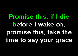 Promise this, if I die
before I wake oh,
promise this, take the
time to say your grace