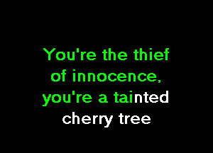 You're the thief

of innocence,
you're a tainted
cherry tree