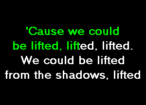 'Cause we could
be lifted, lifted, lifted.
We could be lifted

from the shadows, lifted