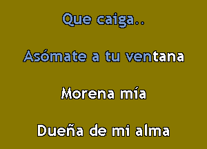 Que caiga..

Asbmate a tu ventana

Morena mia

Dueria de mi alma