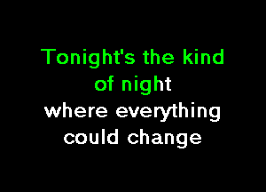 Tonight's the kind
of night

where everything
could change