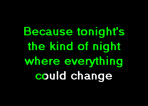 Because tonight's
the kind of night

where everything
could change