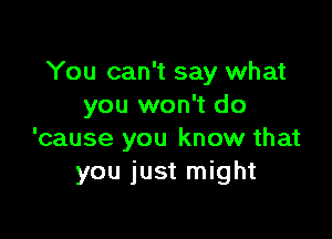 You can't say what
you won't do

'cause you know that
you just might