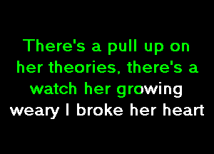 There's a pull up on
her theories, there's a
watch her growing
weary I broke her heart