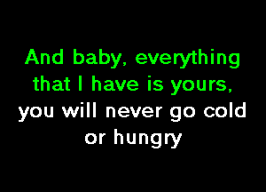 And baby, everything
that I have is yours,

you will never go cold
or hungry