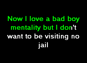 Now I love a bad boy
mentality but I don't

want to be visiting no
jail