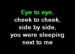 Eye to eye,
cheek to cheek,

side by side,
you were sleeping
next to me