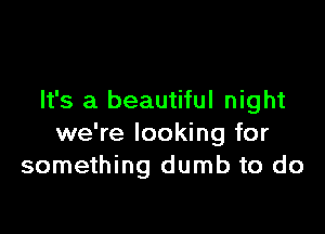 It's a beautiful night

we're looking for
something dumb to do