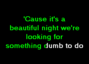 'Cause it's a
beautiful night we're

looking for
something dumb to do