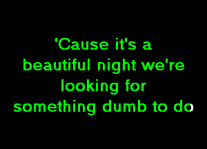 'Cause it's a
beautiful night we're

looking for
something dumb to do