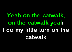 Yeah on the catwalk,
on the catwalk yeah

I do my little turn on the
catwalk