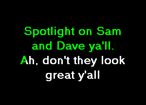 Spotlight on Sam
and Dave ya'll.

Ah, don't they look
great y'all