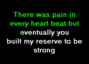 There was pain in
every heart beat but

eventually you
built my reserve to be
strong