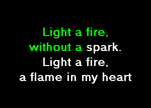 Light a fire,
without a spark.

Light a fire,
a flame in my heart