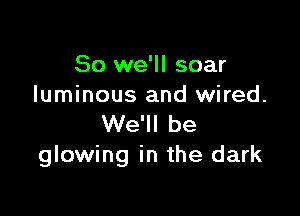 So we'll soar
luminous and wired.

We'll be
glowing in the dark