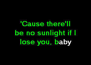 'Cause there'll

be no sunlight if I
lose you, baby
