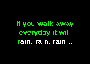 If you walk away

everyday it will
rain. rain, rain...