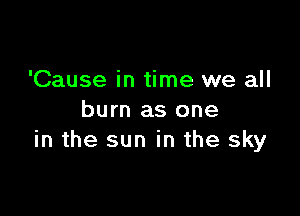 'Cause in time we all

burn as one
in the sun in the sky
