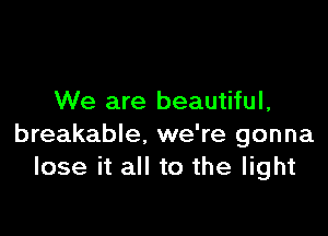 We are beautiful,

breakable. we're gonna
lose it all to the light