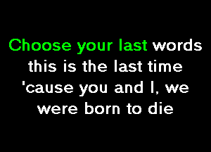 Choose your last words
this is the last time

'cause you and I, we
were born to die