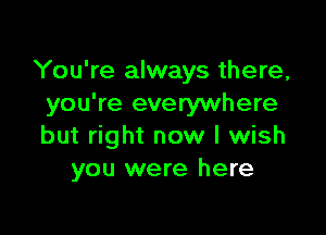 You're always there,
you're everywhere

but right now I wish
you were here