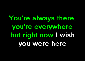 You're always there,
you're everywhere

but right now I wish
you were here