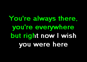 You're always there,
you're everywhere

but right now I wish
you were here