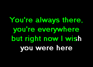 You're always there,
you're everywhere

but right now I wish
you were here