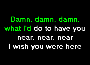 Damn, damn, damn,
what I'd do to have you

near, near, near
I wish you were here