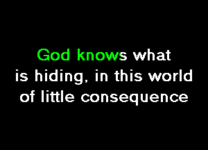 God knows what

is hiding, in this world
of little consequence