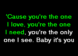 'Cause you're the one
I love, you're the one

I need, you're the only
one I see. Baby it's you