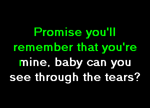 Promise you'll
remember that you're
mine, baby can you
see through the tears?