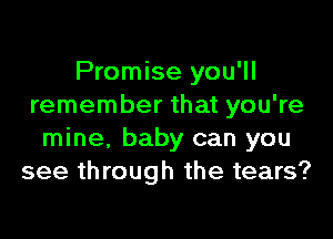 Promise you'll
remember that you're
mine, baby can you
see through the tears?