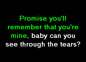 Promise you'll
remember that you're
mine, baby can you
see through the tears?