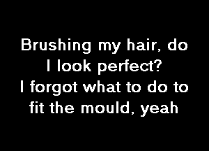 Brushing my hair, do
I look perfect?

I forgot what to do to
fit the mould, yeah