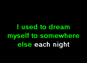 I used to dream

myself to somewhere
else each night