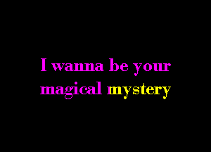 I wanna be your

magical mystery