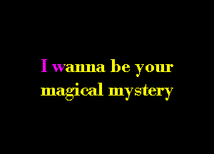 I wanna be your

magical mystery