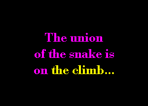 The union

of the snake is
on the climb...