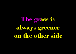 The grass is

always greener
on the other side
