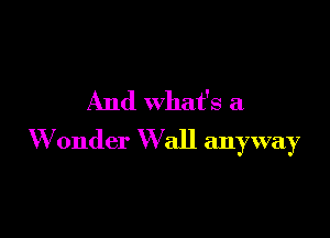 And what's a

W onder W all anyway