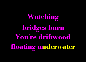 Watching

bridges blu'n
You're driftwood

floating Imderwater