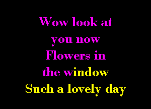 W 0W look at
you now
Flowers in
the window

Such a lovely day